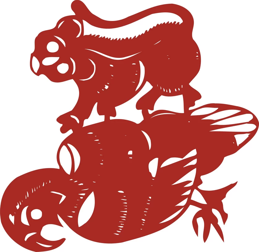 中国风中式传统喜庆民俗人物动物窗花剪纸插画边框AI矢量PNG素材【058】